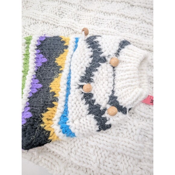 Kitty Hawk Vintage Chunky Wooden Beaded Shoulder Pads Knit Sweater Size Large - Picture 5 of 7